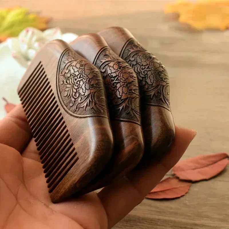 Wood Stain Brush - Czarny Złoty Drzewo Sandałowe Przenośny Grzebień